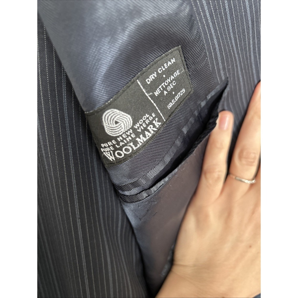 Calvin Klein Suit Mens 40R black Pinstripe 2 Button 100% Wool 34x28 Pants - Picture 5 of 14